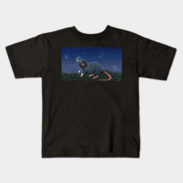 Grey Rat Stargazing Kids T-Shirt by WolfySilver